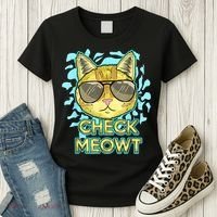 Funny Flirty Cat Pun Humor Cool Kitten Love Check Meowt Women's T-Shirt thumb 3