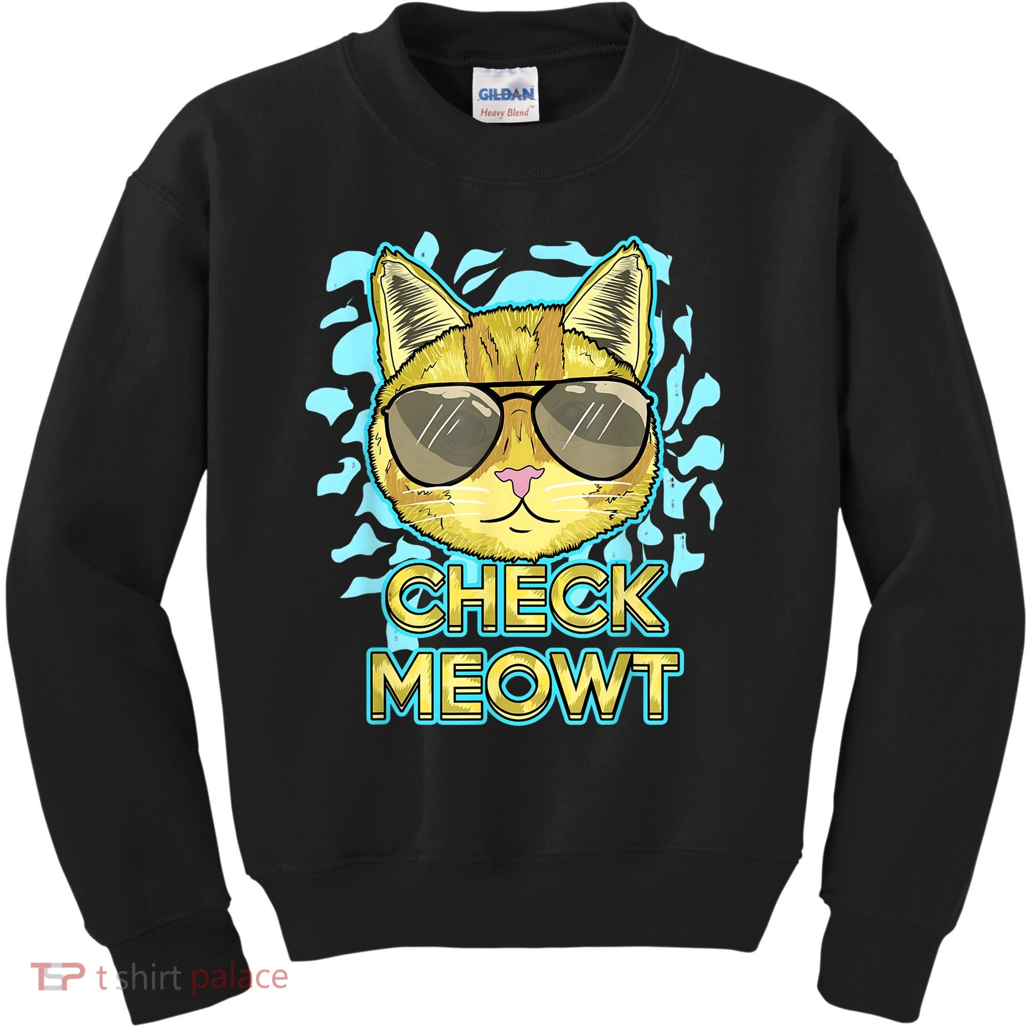 Funny Flirty Cat Pun Humor Cool Kitten Love Check Meowt Kids Sweatshirt