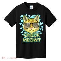 Funny Flirty Cat Pun Humor Cool Kitten Love Check Meowt Kids T-Shirt thumb 0