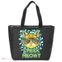 Funny Flirty Cat Pun Humor Cool Kitten Love Check Meowt Tote Bag thumb 0
