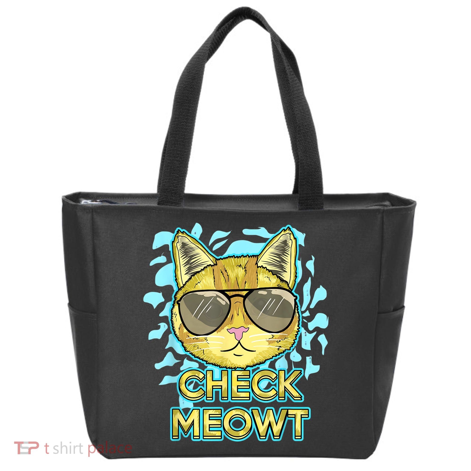 Funny Flirty Cat Pun Humor Cool Kitten Love Check Meowt Tote Bag