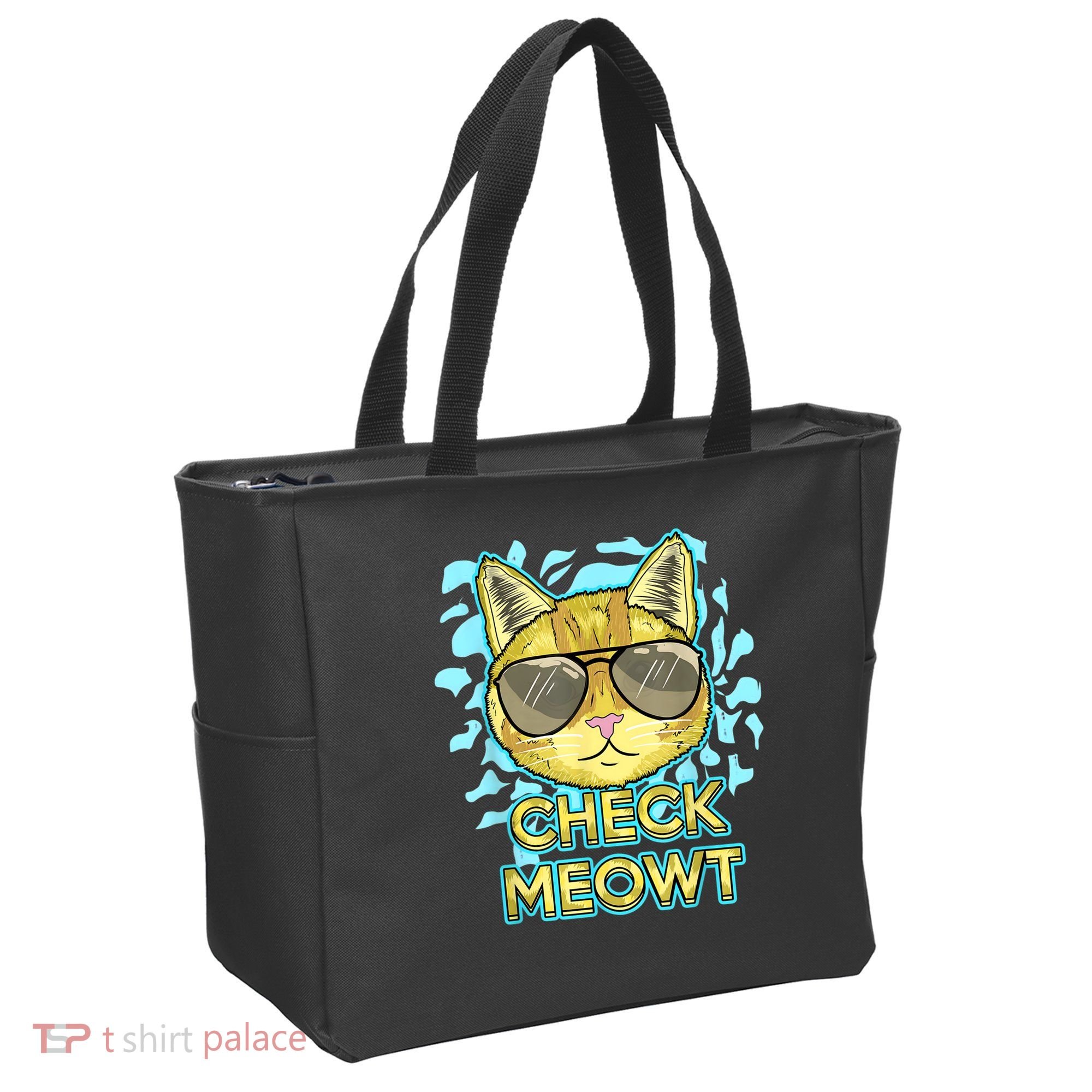 Funny Flirty Cat Pun Humor Cool Kitten Love Check Meowt Tote Bag