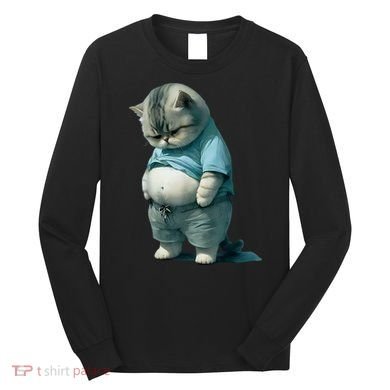 Funny Fat Cat Art Design Fat Kitten Cat Lover Long Sleeve Shirt