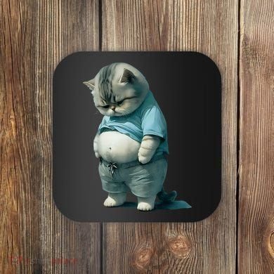 Funny Fat Cat Art Design Fat Kitten Cat Lover Coaster