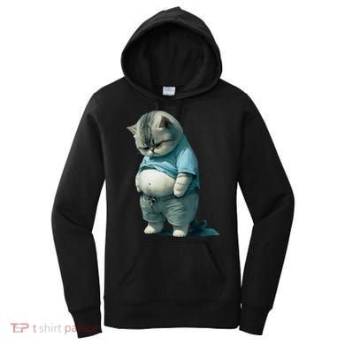 Funny Fat Cat Art Design Fat Kitten Cat Lover Women's Hoodie
