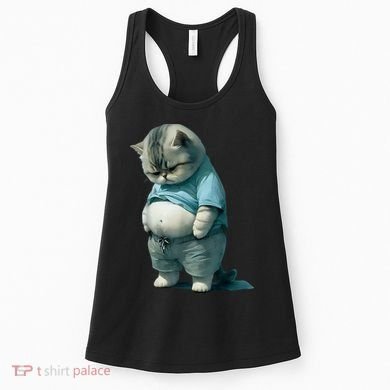 Funny Fat Cat Art Design Fat Kitten Cat Lover Women's Tank Top