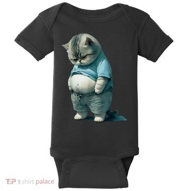 Funny Fat Cat Art Design Fat Kitten Cat Lover Baby Bodysuit
