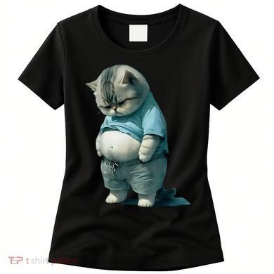 Funny Fat Cat Art Design Fat Kitten Cat Lover Women's T-Shirt
