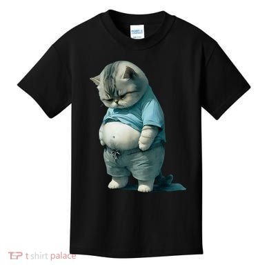 Funny Fat Cat Art Design Fat Kitten Cat Lover Kids T-Shirt