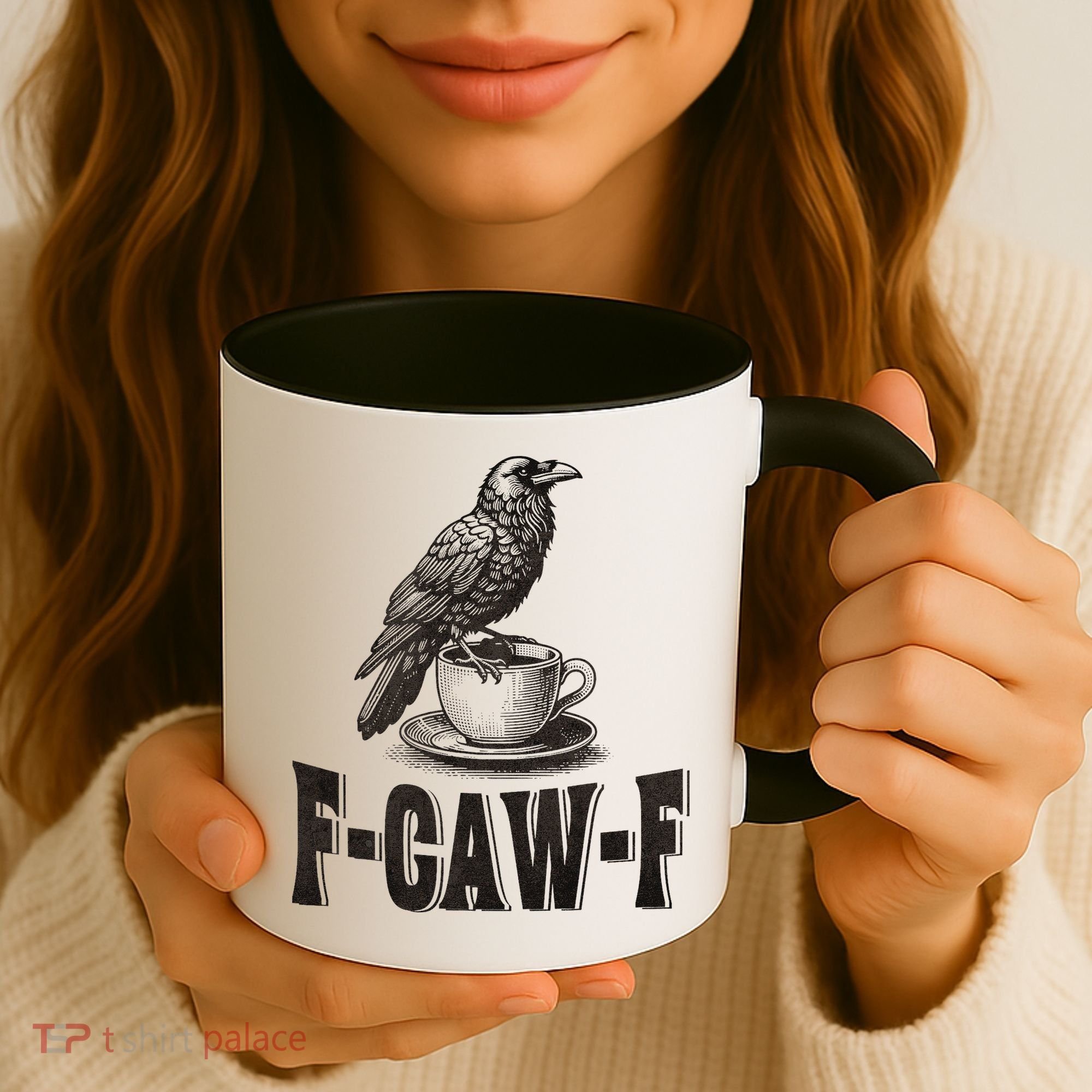 Funny F-CAW-F Crow Coffee Humor Graphic Gift Coffee Mug