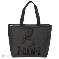 Funny F-CAW-F Crow Coffee Humor Graphic Gift Tote Bag thumb 0