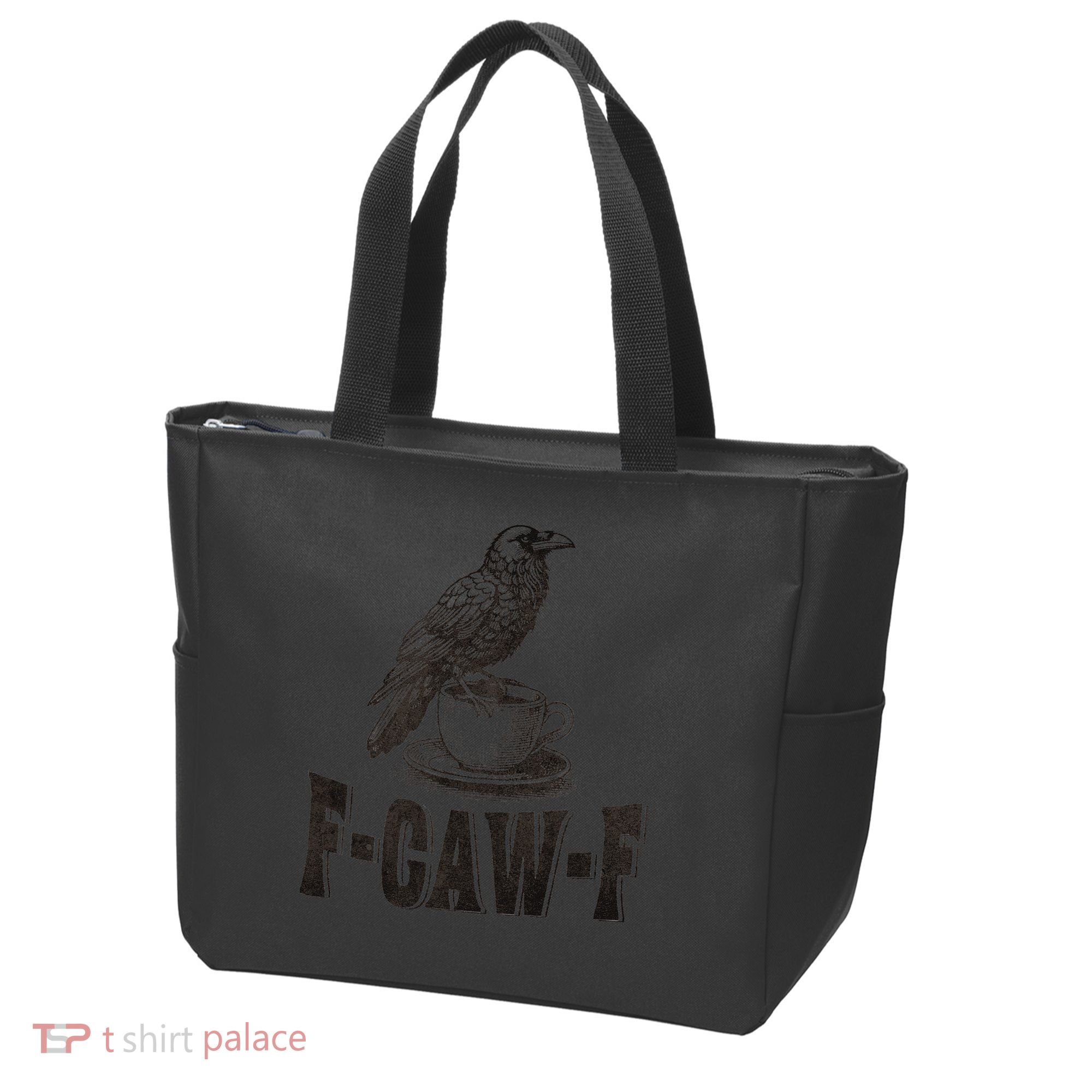Funny F-CAW-F Crow Coffee Humor Graphic Gift Tote Bag