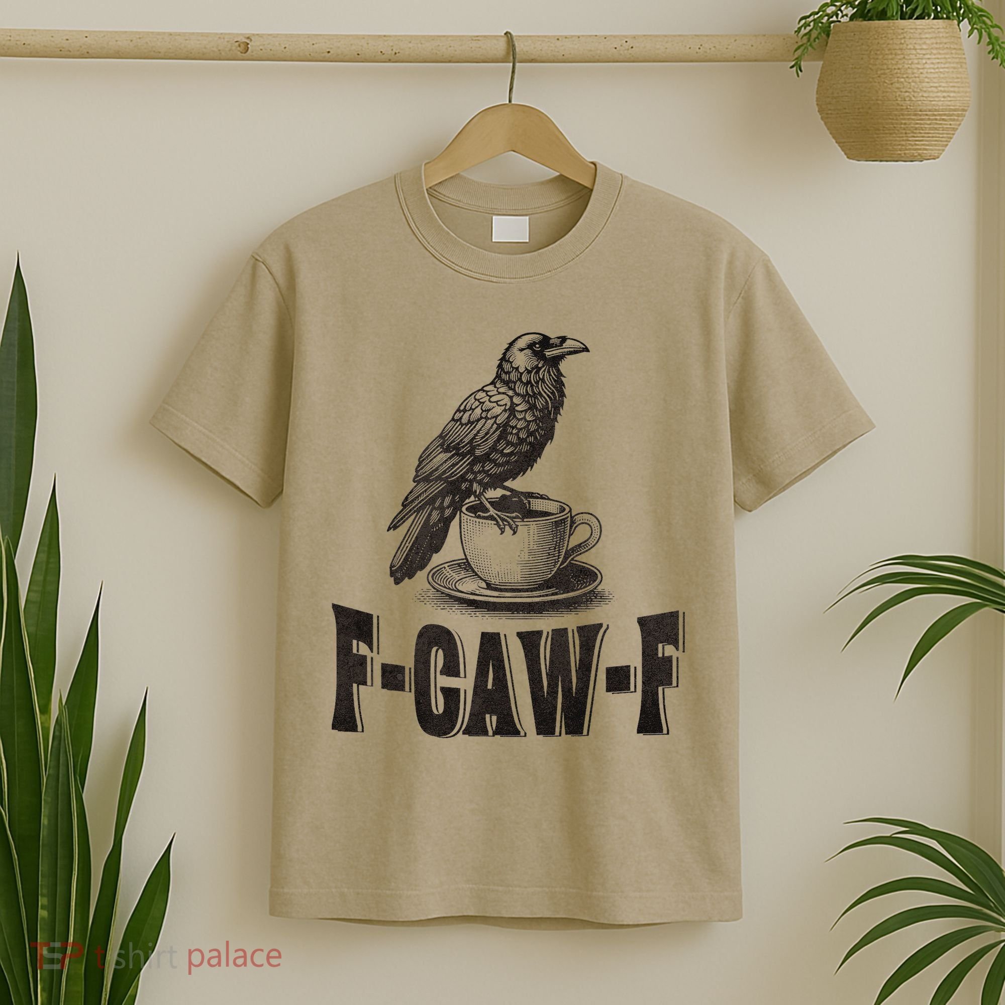 Funny F-CAW-F Crow Coffee Humor Graphic Gift T-Shirt