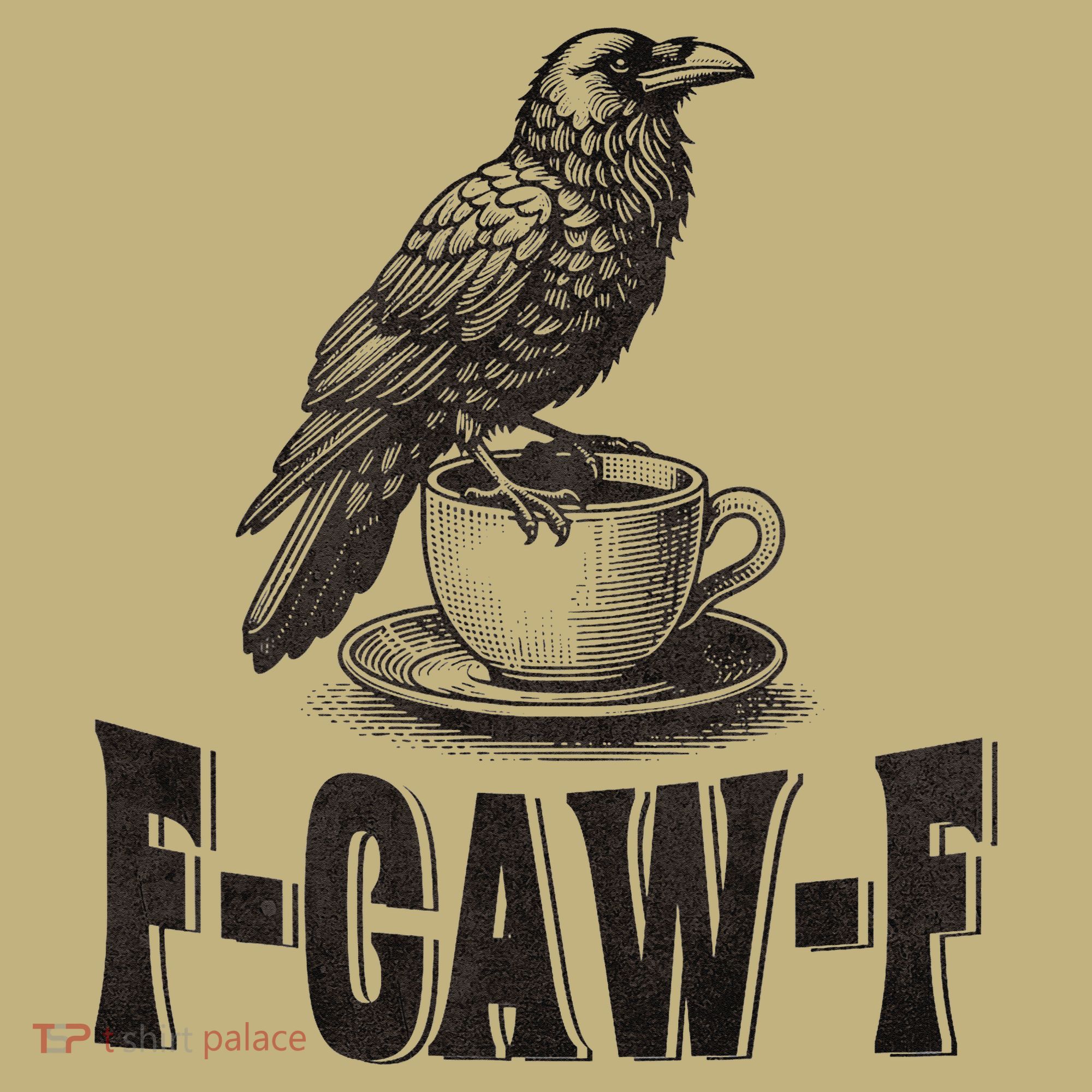 Funny F-CAW-F Crow Coffee Humor Graphic Gift T-Shirt