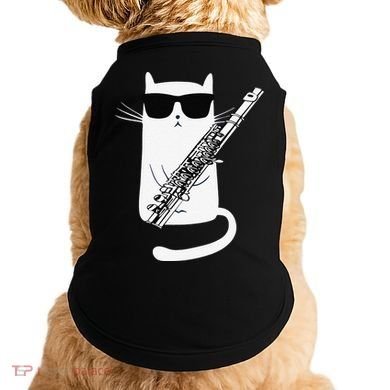 Funny Funny Cat Wearing Sunglasses Playing Flute Great Gift Doggie Tank