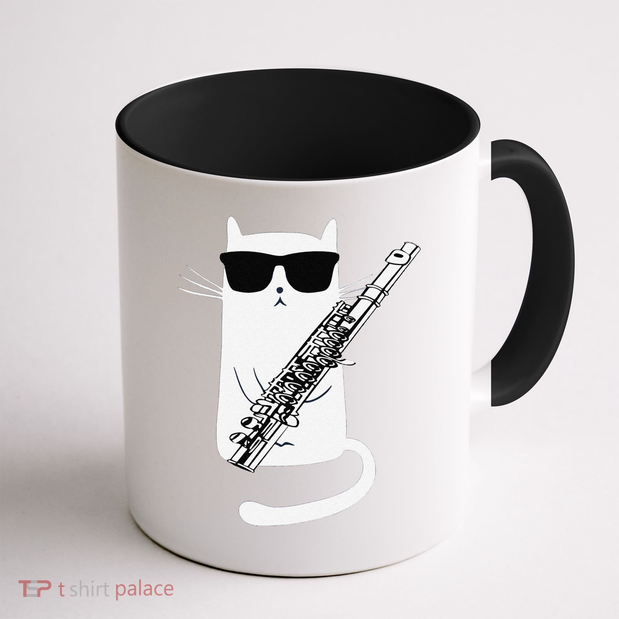 Funny Funny Cat Wearing Sunglasses Playing Flute Great Gift Coffee Mug