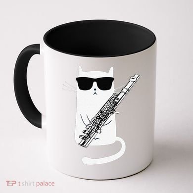 Funny Funny Cat Wearing Sunglasses Playing Flute Great Gift Coffee Mug