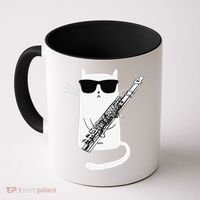 Funny Funny Cat Wearing Sunglasses Playing Flute Great Gift Coffee Mug thumb 0
