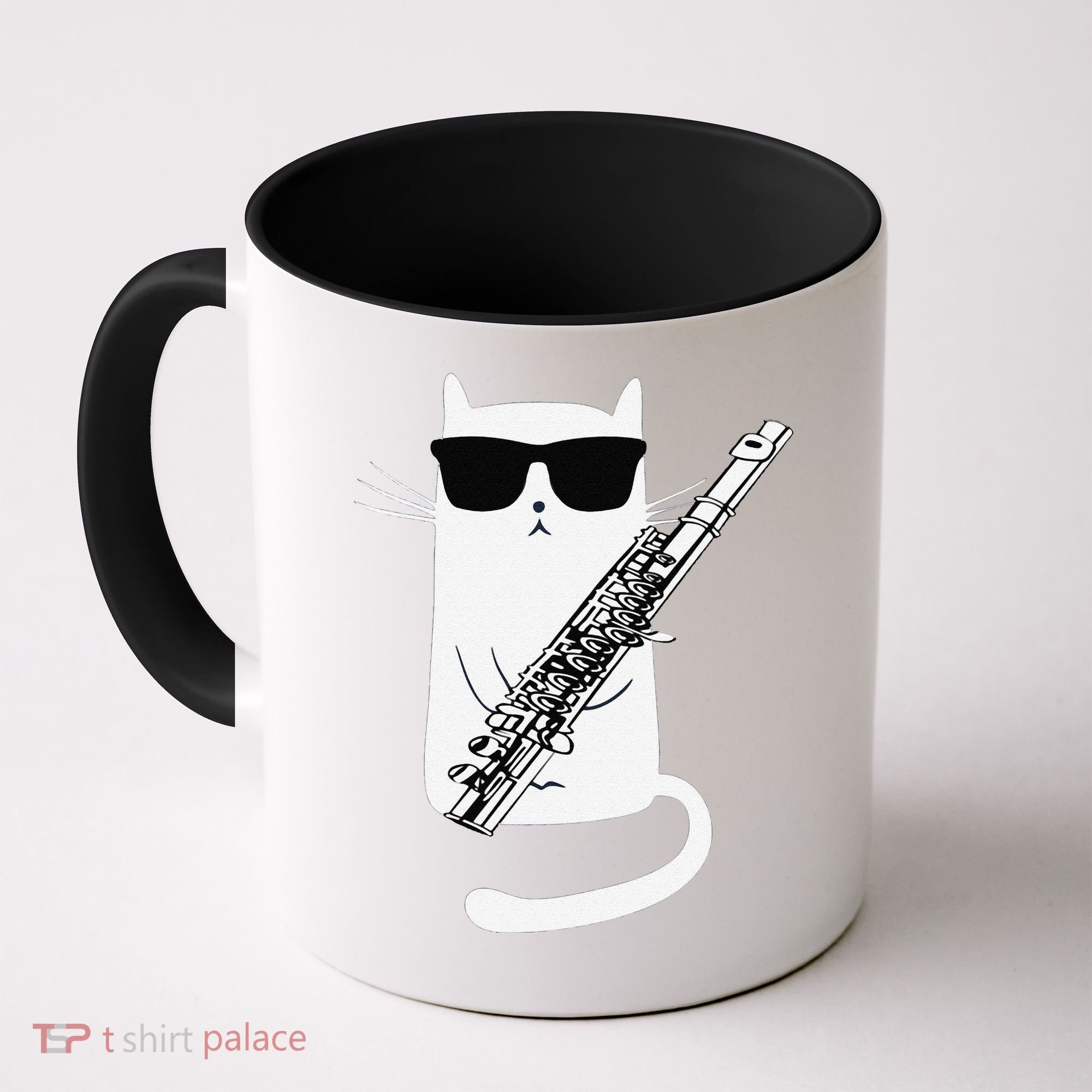 Funny Funny Cat Wearing Sunglasses Playing Flute Great Gift Coffee Mug