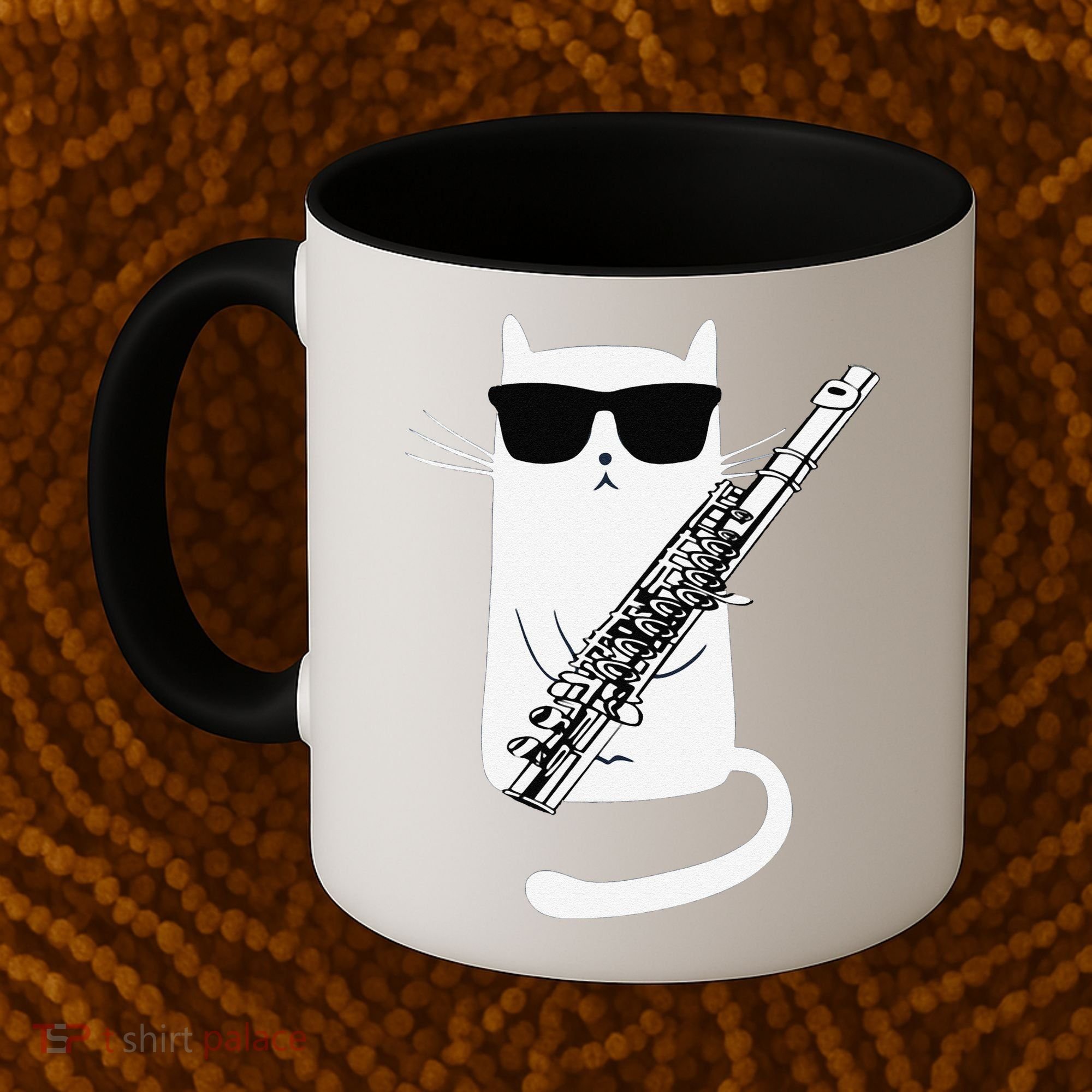 Funny Funny Cat Wearing Sunglasses Playing Flute Great Gift Coffee Mug