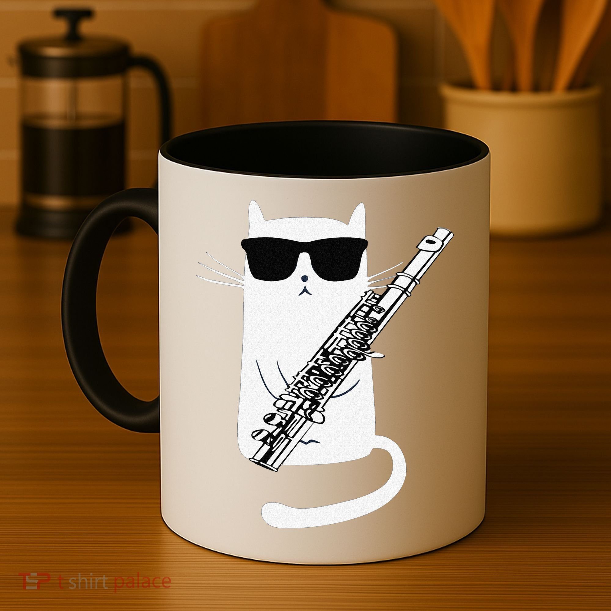 Funny Funny Cat Wearing Sunglasses Playing Flute Great Gift Coffee Mug
