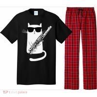 Funny Funny Cat Wearing Sunglasses Playing Flute Great Gift Pajama Set thumb 0