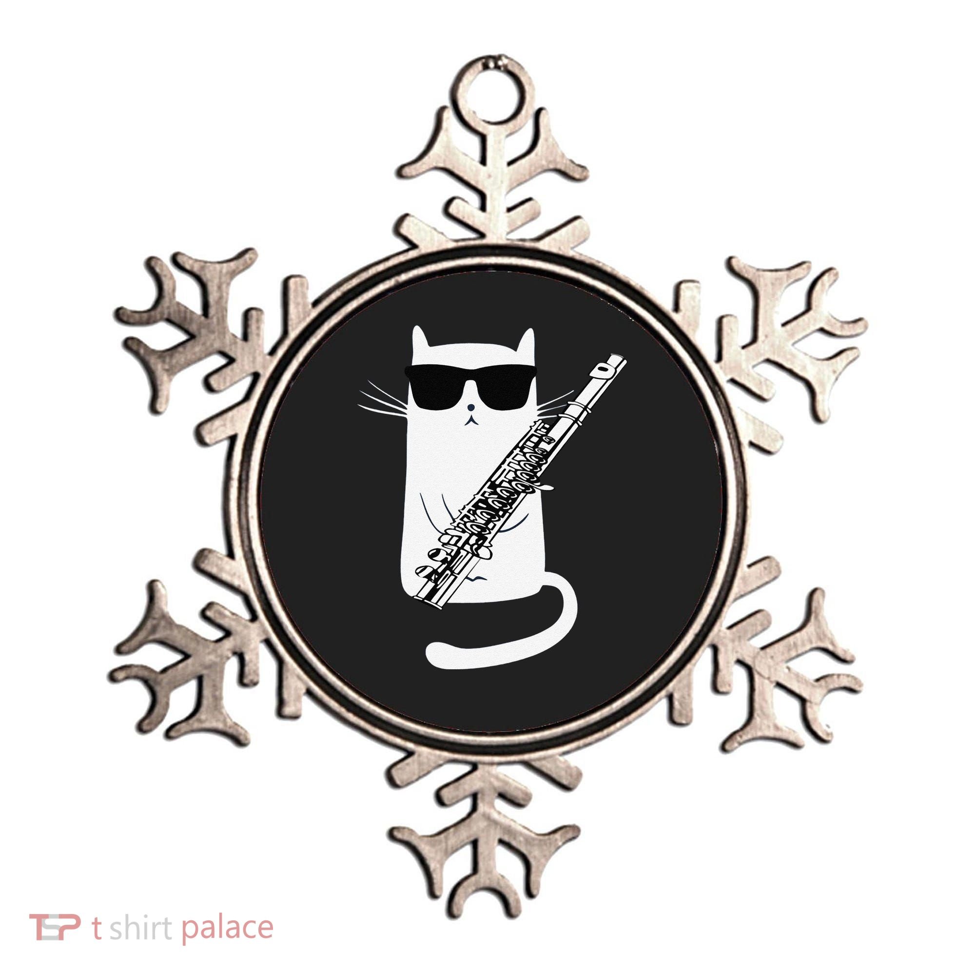 Funny Funny Cat Wearing Sunglasses Playing Flute Great Gift Ornament