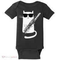 Funny Funny Cat Wearing Sunglasses Playing Flute Great Gift Baby Bodysuit thumb 0