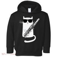 Funny Funny Cat Wearing Sunglasses Playing Flute Great Gift Toddler Hoodie thumb 0