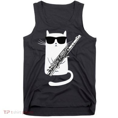 Funny Funny Cat Wearing Sunglasses Playing Flute Great Gift Tank Top
