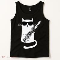 Funny Funny Cat Wearing Sunglasses Playing Flute Great Gift Tank Top thumb 2