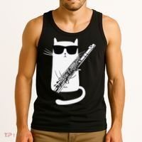 Funny Funny Cat Wearing Sunglasses Playing Flute Great Gift Tank Top thumb 3