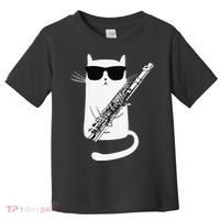 Funny Funny Cat Wearing Sunglasses Playing Flute Great Gift Toddler T-Shirt thumb 0