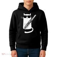 Funny Funny Cat Wearing Sunglasses Playing Flute Great Gift Kids Hoodie thumb 4