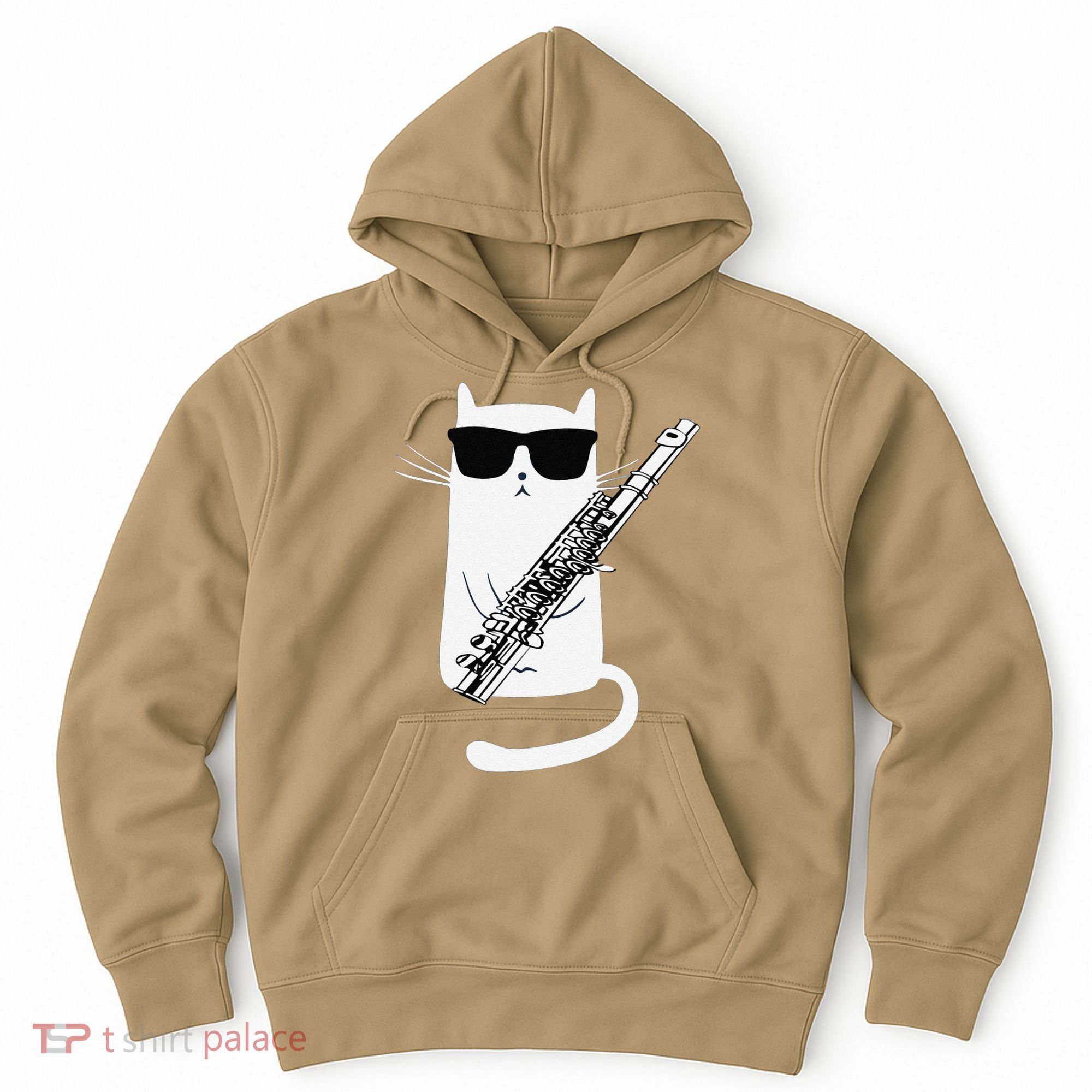 Funny Funny Cat Wearing Sunglasses Playing Flute Great Gift Hoodie