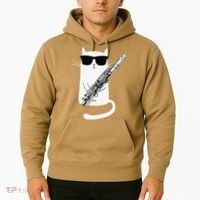 Funny Funny Cat Wearing Sunglasses Playing Flute Great Gift Hoodie thumb 2