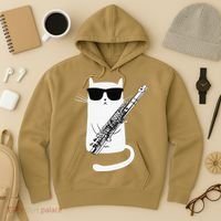 Funny Funny Cat Wearing Sunglasses Playing Flute Great Gift Hoodie thumb 3