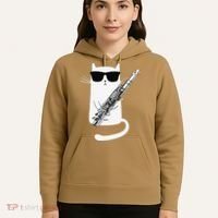 Funny Funny Cat Wearing Sunglasses Playing Flute Great Gift Hoodie thumb 5