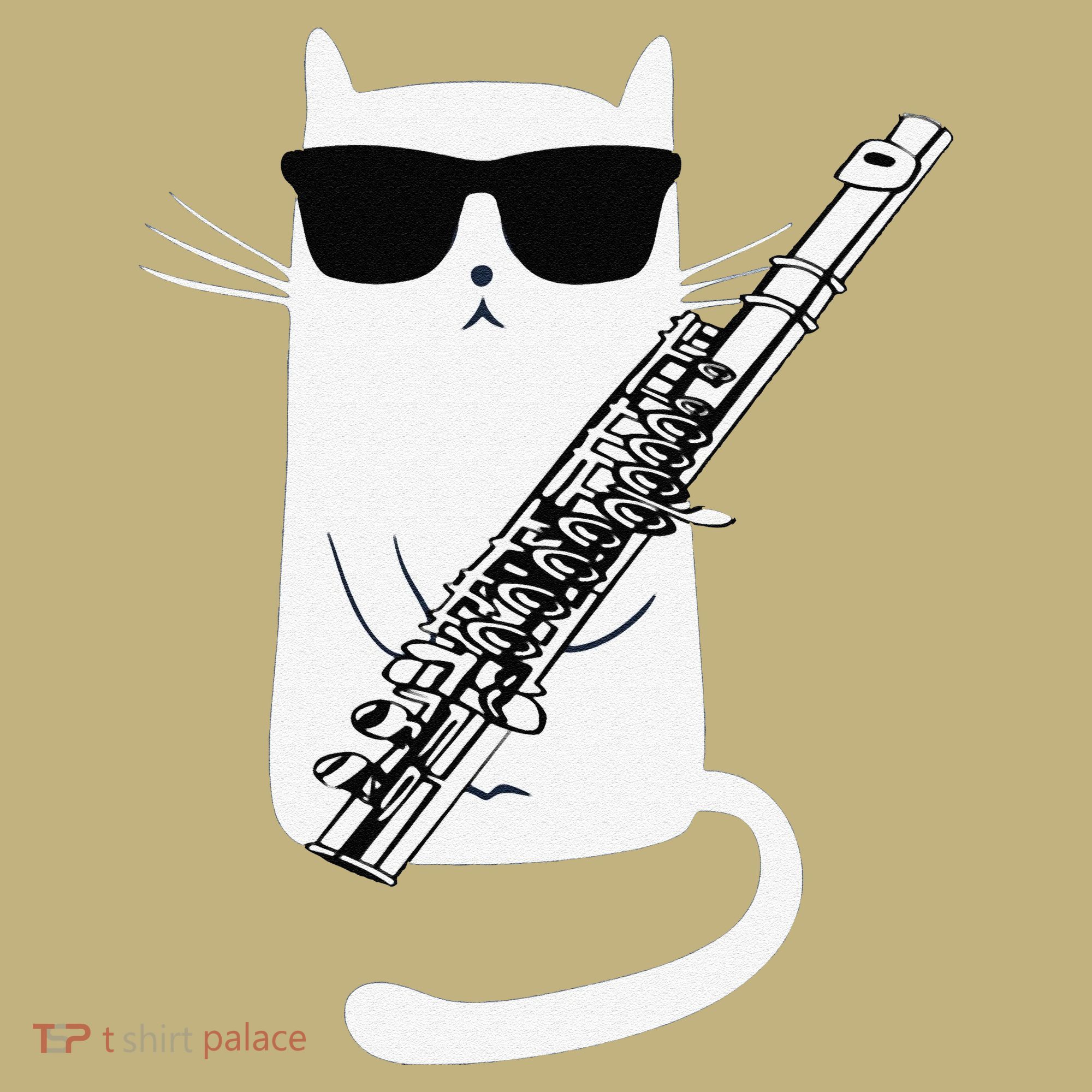 Funny Funny Cat Wearing Sunglasses Playing Flute Great Gift Hoodie