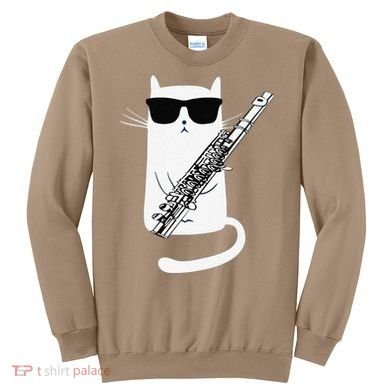Funny Funny Cat Wearing Sunglasses Playing Flute Great Gift Sweatshirt