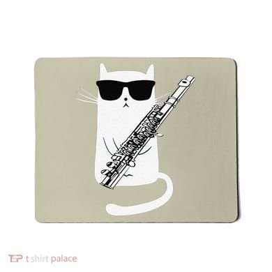 Funny Funny Cat Wearing Sunglasses Playing Flute Great Gift Mousepad
