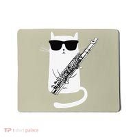 Funny Funny Cat Wearing Sunglasses Playing Flute Great Gift Mousepad thumb 0