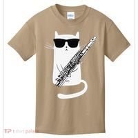 Funny Funny Cat Wearing Sunglasses Playing Flute Great Gift Kids T-Shirt thumb 0