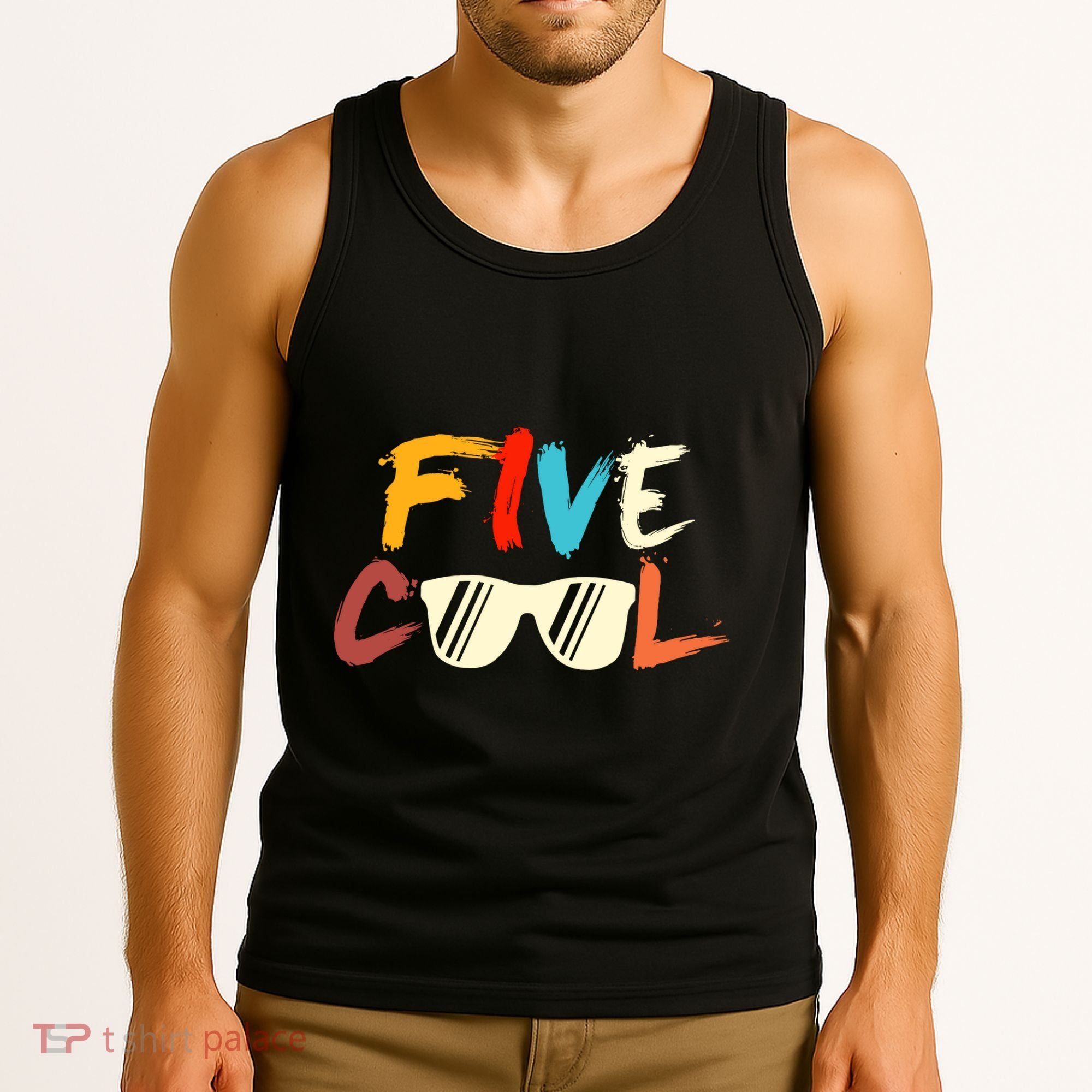 Funny Five Cool Glasses Years Old 5th Birthday Anniversary Tank Top