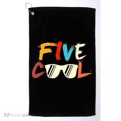 Funny Five Cool Glasses Years Old 5th Birthday Anniversary Golf Towel