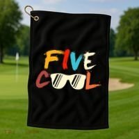 Funny Five Cool Glasses Years Old 5th Birthday Anniversary Golf Towel thumb 1