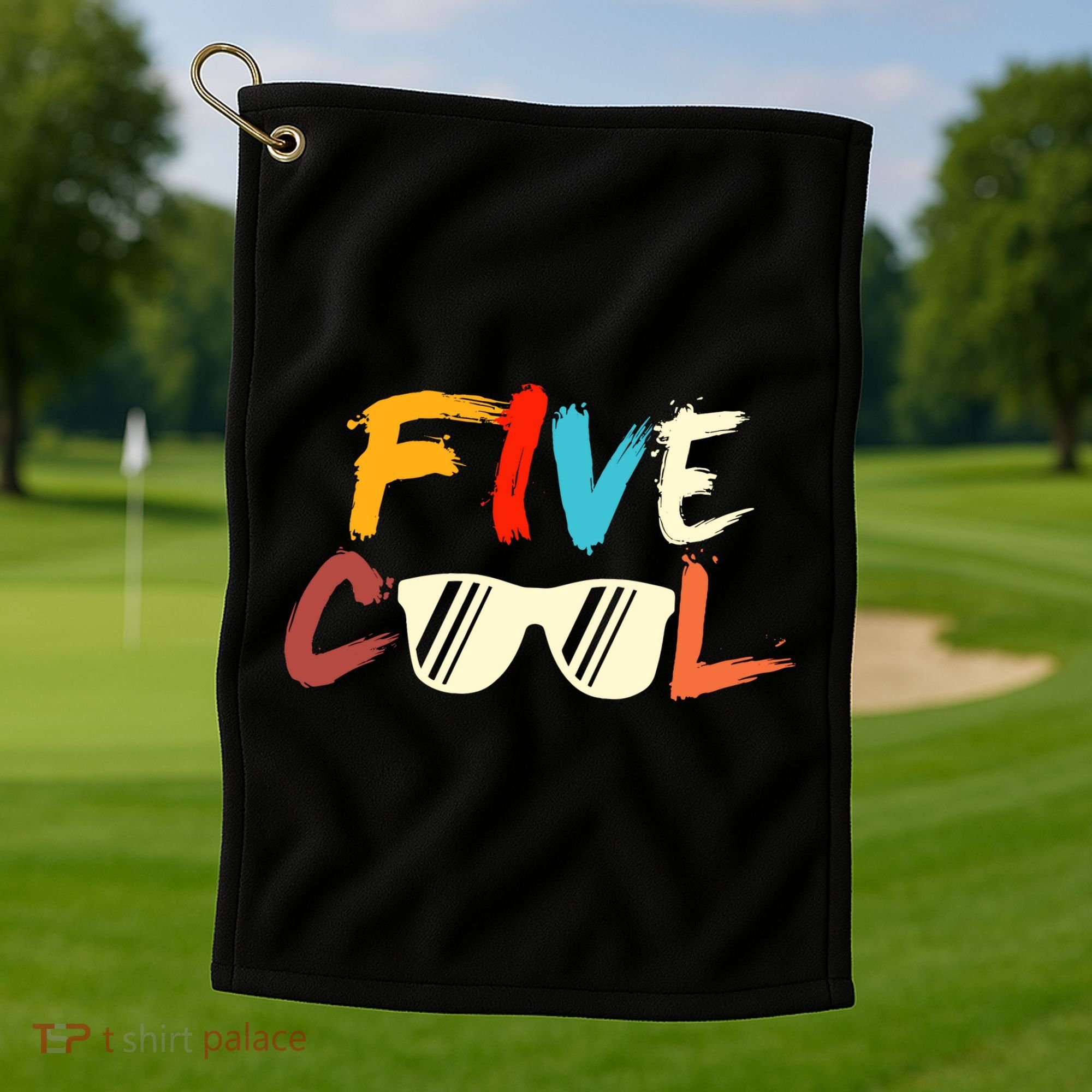 Funny Five Cool Glasses Years Old 5th Birthday Anniversary Golf Towel