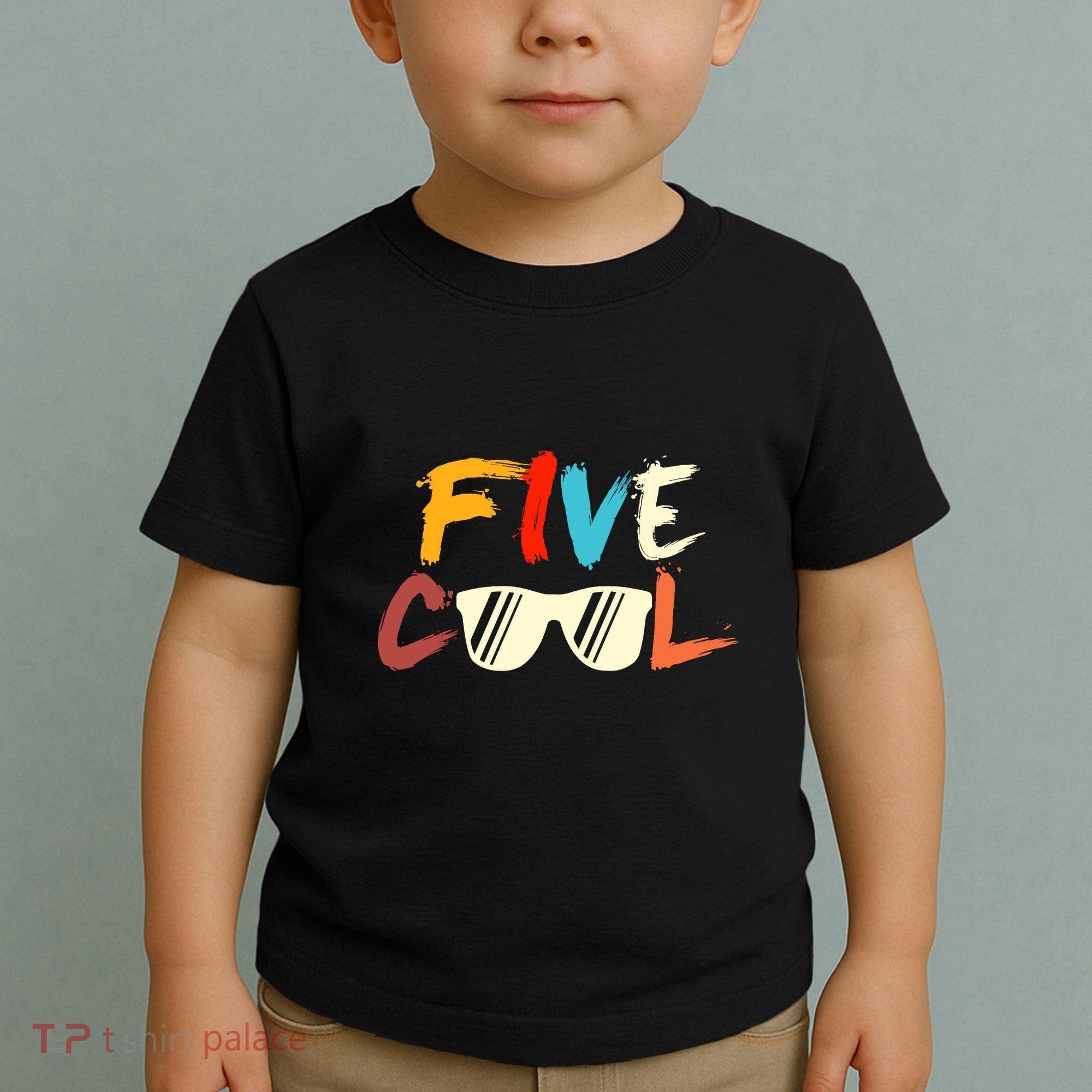 Funny Five Cool Glasses Years Old 5th Birthday Anniversary Toddler T-Shirt