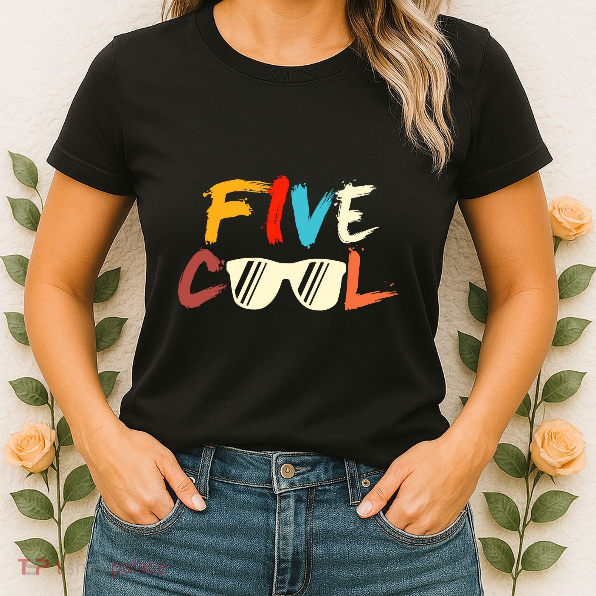 Funny Five Cool Glasses Years Old 5th Birthday Anniversary Women's T-Shirt