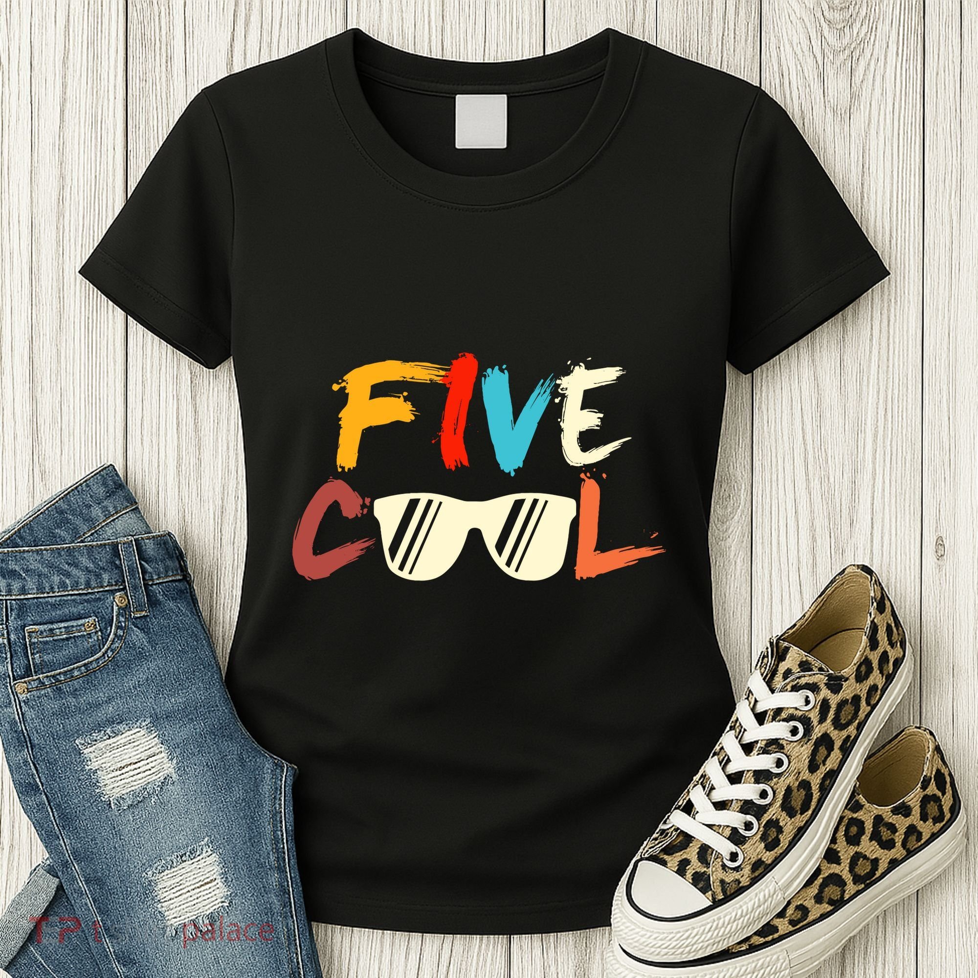 Funny Five Cool Glasses Years Old 5th Birthday Anniversary Women's T-Shirt